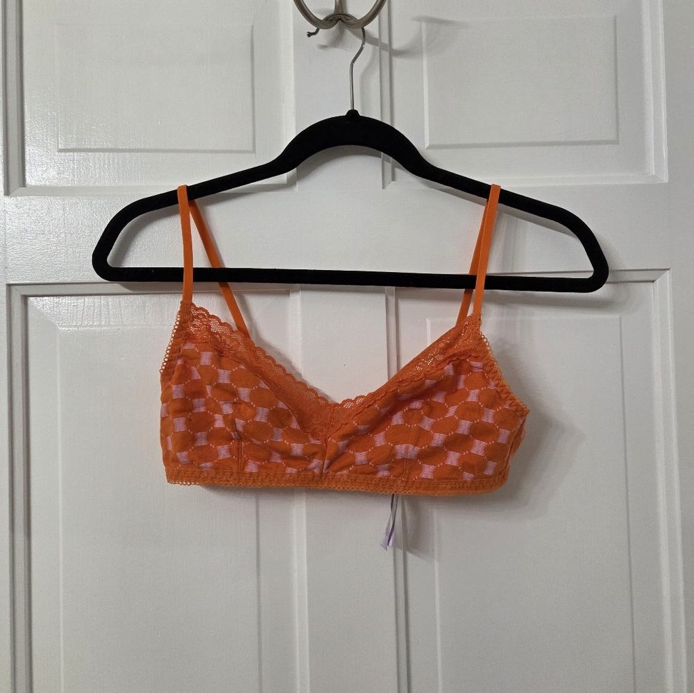 Savage X Fenty Orange Lace Cotton Bralette Medium